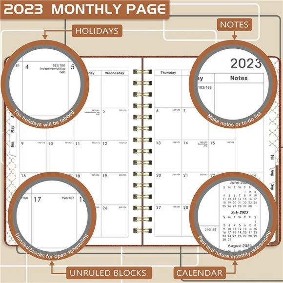 2023 Planner - Weekly & Monthly Planner 2023 with 12 Monthly Tabs - Brown - Picture 2 of 7